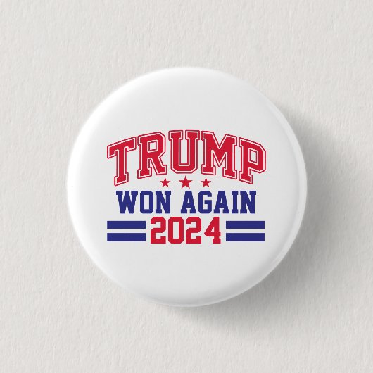 Trump wint opnieuw in 2024 ronde button 3,2 cm (Voorkant)