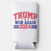 Trump wint opnieuw in 2024 seltzer blikjeskoeler (Achterkant)