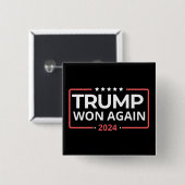 Trump wint opnieuw in 2024 vierkante button 5,1 cm (Voorkant /achterkant)
