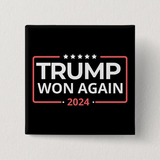 Trump wint opnieuw in 2024 vierkante button 5,1 cm (Voorkant)