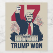 Trump wint opnieuw President 47 2024 Wijn Etiket (Enkel label)