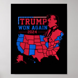 Trump wint opnieuw Red Wave-kaart van de VS in 202 Poster