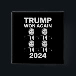 Trump wint opnieuw verkiezingsdag 2024 47 vierkante button 5,1 cm<br><div class="desc">Trump won opnieuw 47 President op verkiezingsdag 2024</div>