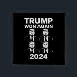 Trump wint opnieuw verkiezingsdag 2024 47 vierkante button 5,1 cm<br><div class="desc">Trump won opnieuw 47 President op verkiezingsdag 2024</div>