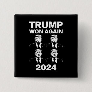 Trump wint opnieuw verkiezingsdag 2024 47 vierkante button 5,1 cm