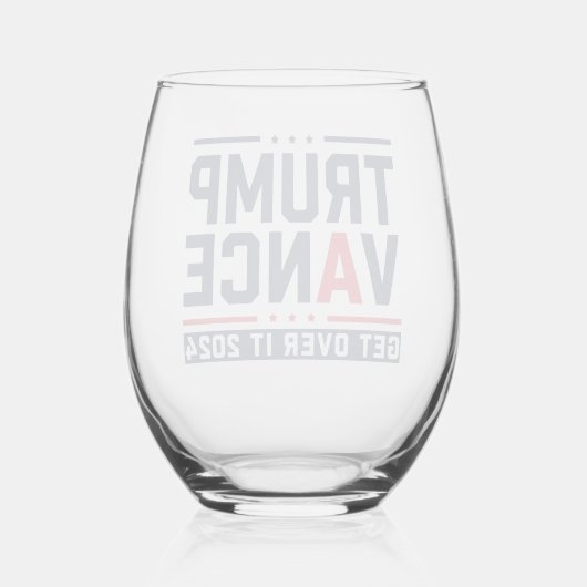 Trump wint President Trump Vance in 2024 Wijnglas Zonder Voet (Voorkant)