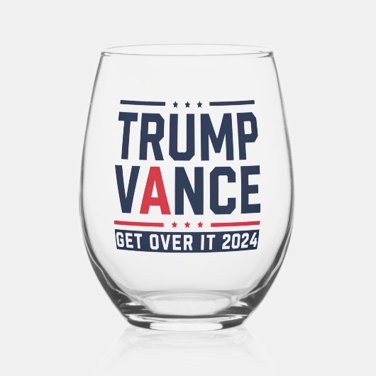 Trump wint President Trump Vance in 2024 Wijnglas Zonder Voet (Achterkant)