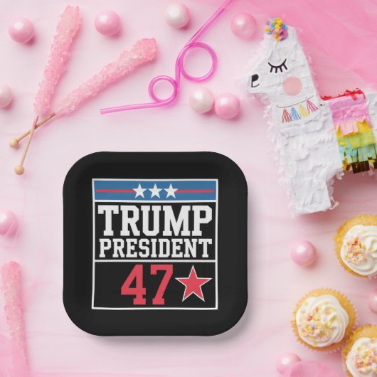 Trump wint verkiezingen 2024 Trump wint verkiezing Papieren Bordje (Feest)