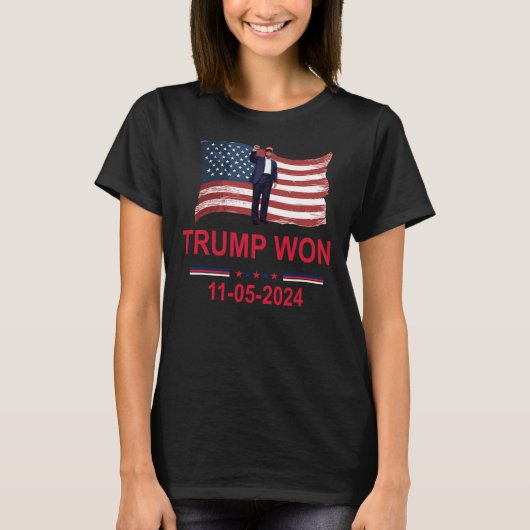 Trump wint verkiezingen 2024 Trump wint verkiezing T-shirt (Voorkant)