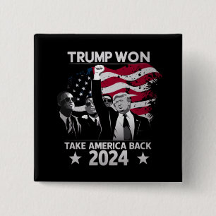 Trump Wint Weer Take America Back 2024 Vierkante Button 5,1 Cm