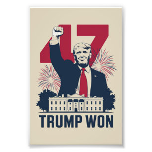 Trump Wint Weer Verkiezingen 2024 President 47e  Foto Afdruk