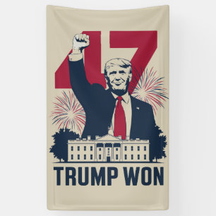 Trump Wint Weer Verkiezingen 2024 President 47e  Spandoek