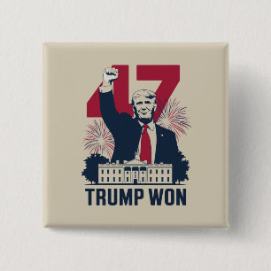 Trump Wint Weer Verkiezingen 2024 President 47e  Vierkante Button 5,1 Cm
