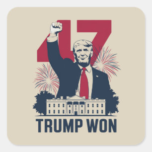 Trump wint weer verkiezingen 2024 president 47e  vierkante sticker