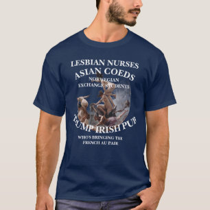 TRUMP WITTE HUIS AZIATISCHE COEDS NOORSE UITWISSEL T-SHIRT