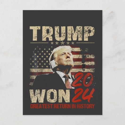 Trump Won 2024 Grootste Terugkeer in de Geschieden Briefkaart (Voorkant)