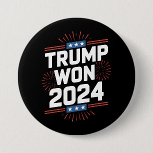 Trump Won 2024 President 47th Van Witte Huis Ronde Button 7,6 Cm