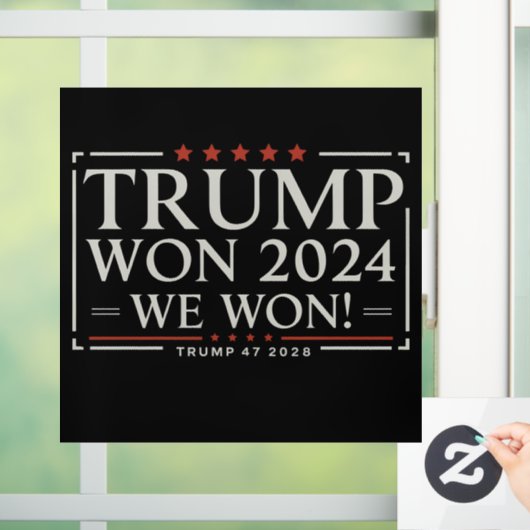 Trump Won 2024 Wij Wonnen 47 2028 VS Raamsticker (Huis)