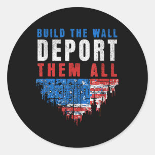 Trump won de bouw van de muur Deport ze allemaal 2 Ronde Sticker