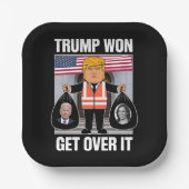 Trump won de verkiezingen van 2024 papieren bordje (Voorkant)