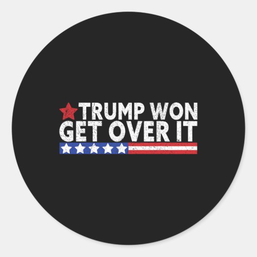 Trump won Get Over It 2028 Vlag VS Ronde Sticker (Voorkant)