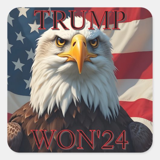 TRUMP WON IN 2024 VIERKANTE STICKER (Voorkant)