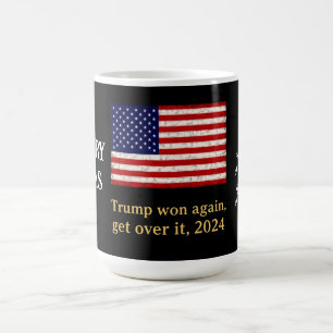 Trump won opnieuw Get Over It 2024 Stand met Trump Koffiemok