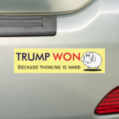"Trump Won - want denken is moeilijk!" met schapen Bumpersticker (Op auto)