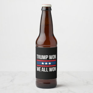 Trump won We All Won 2024 Amerikaanse vlag Trump w Bier Etiket