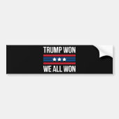 Trump won We All Won 2024 Amerikaanse vlag Trump w Bumpersticker (Voorkant)