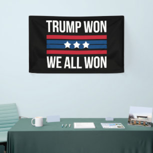 Trump won We All Won 2024 Amerikaanse vlag Trump w Spandoek