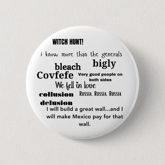 Trump Word Cloud Typografie Politiek Ronde Button 5,7 Cm (Voorkant)