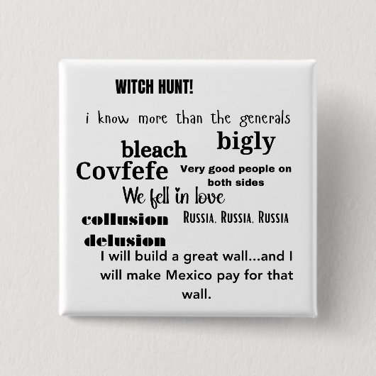 Trump Word Cloud Typografie Politiek Vierkante Button 5,1 Cm (Voorkant)