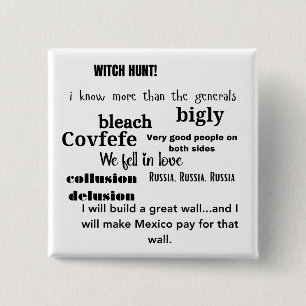 Trump Word Cloud Typografie Politiek Vierkante Button 5,1 Cm