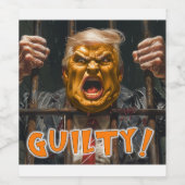 TRUMP WORDT OP ALLE PUNTEN SCHULDIG BEVONDEN WIJN ETIKET (Enkel label)