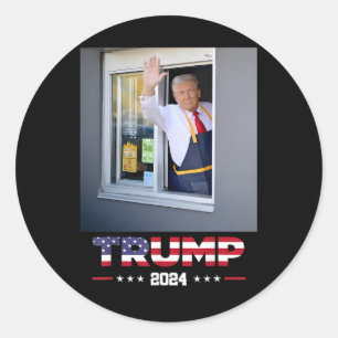 Trump Works Drive-thru Trump serveert Franse friet Ronde Sticker