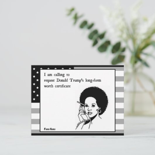 Trump Worth Certificate Briefkaart (Staand voorkant)