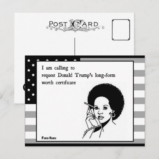 Trump Worth Certificate Briefkaart (Voorkant / Achterkant)