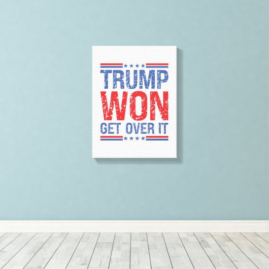 Trump zal er overheen komen canvas afdruk (Insitu (Houten vloer))