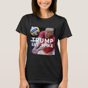 Trump zet Spike grappige politieke volleybalspeler T-shirt
