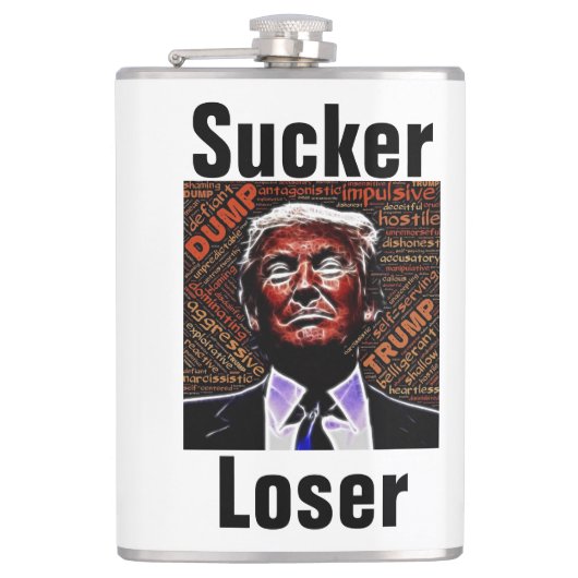 Trump zuiger/loser kolf heupfles (Voorkant)