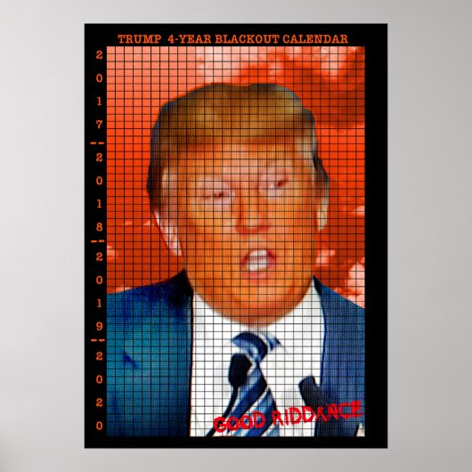 TRUMP-ZWARTE KALENDER AFTELLING KALENDER POSTER (Voorkant)