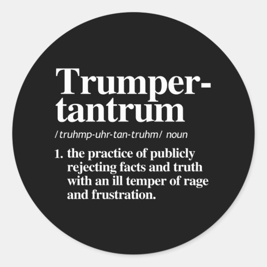 Trumper Tantrum Definitie Ronde Sticker (Voorkant)