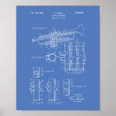 Trumpet 1939 Patent Art Blueprint Poster (Voorkant)