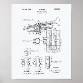Trumpet 1939 Patent Art Witboek Poster