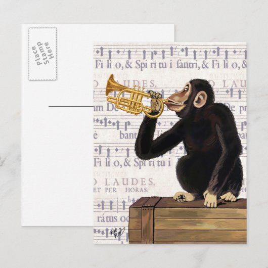 Trumpet afspelen briefkaart (Voorkant / Achterkant)