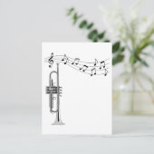 Trumpet-arts met Muzieknoten Briefkaart (Staand voorkant)