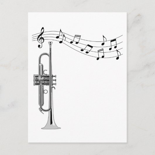 Trumpet-arts met Muzieknoten Briefkaart (Voorkant)