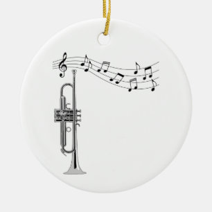 Trumpet-arts met Muzieknoten Keramisch Ornament