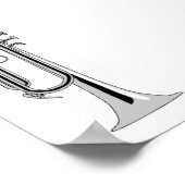 Trumpet-arts met Muzieknoten Poster (Hoek)